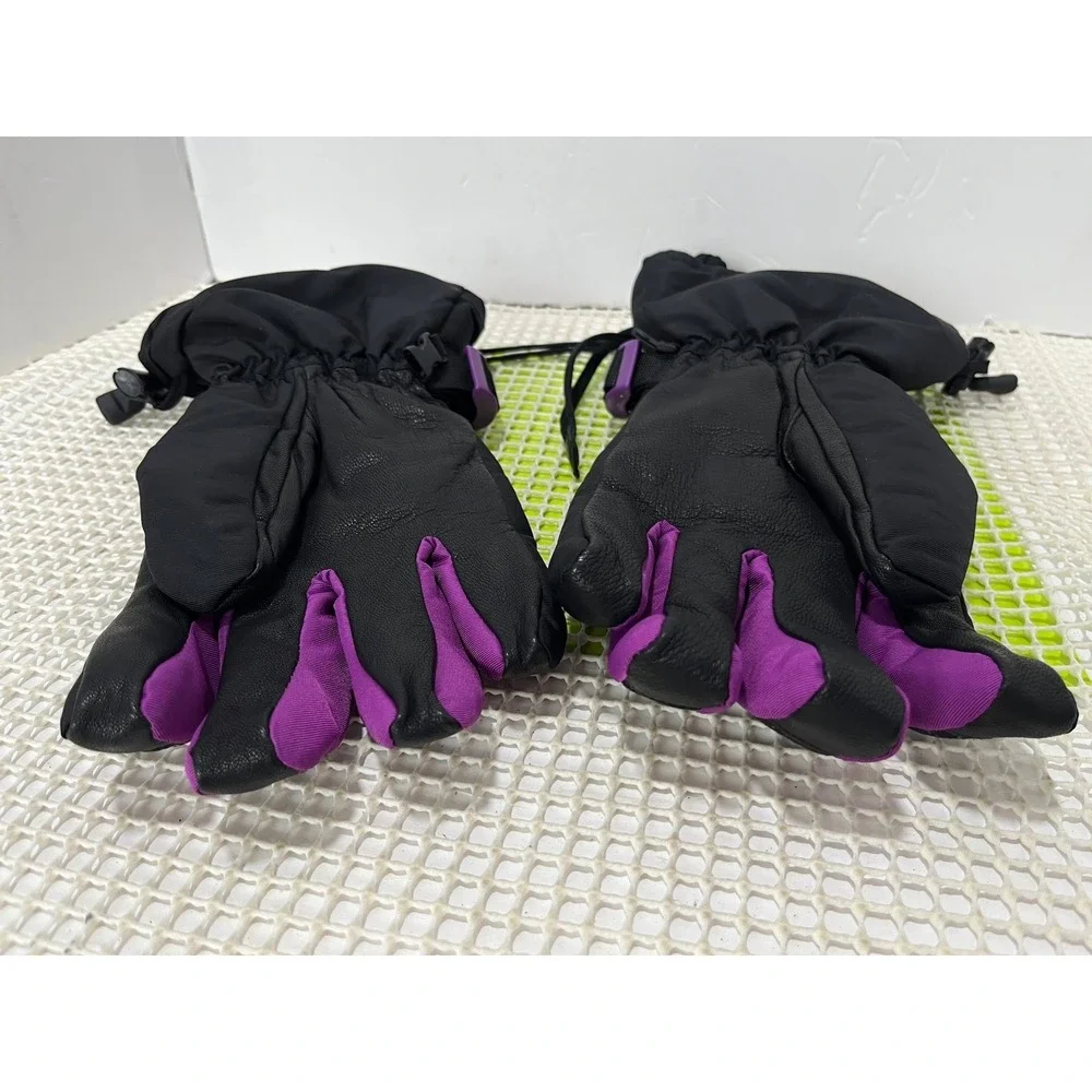 Dakine Tahoe‎ Gloves Womens Large Black Purple Leather Palm Ski Snowboard EUC